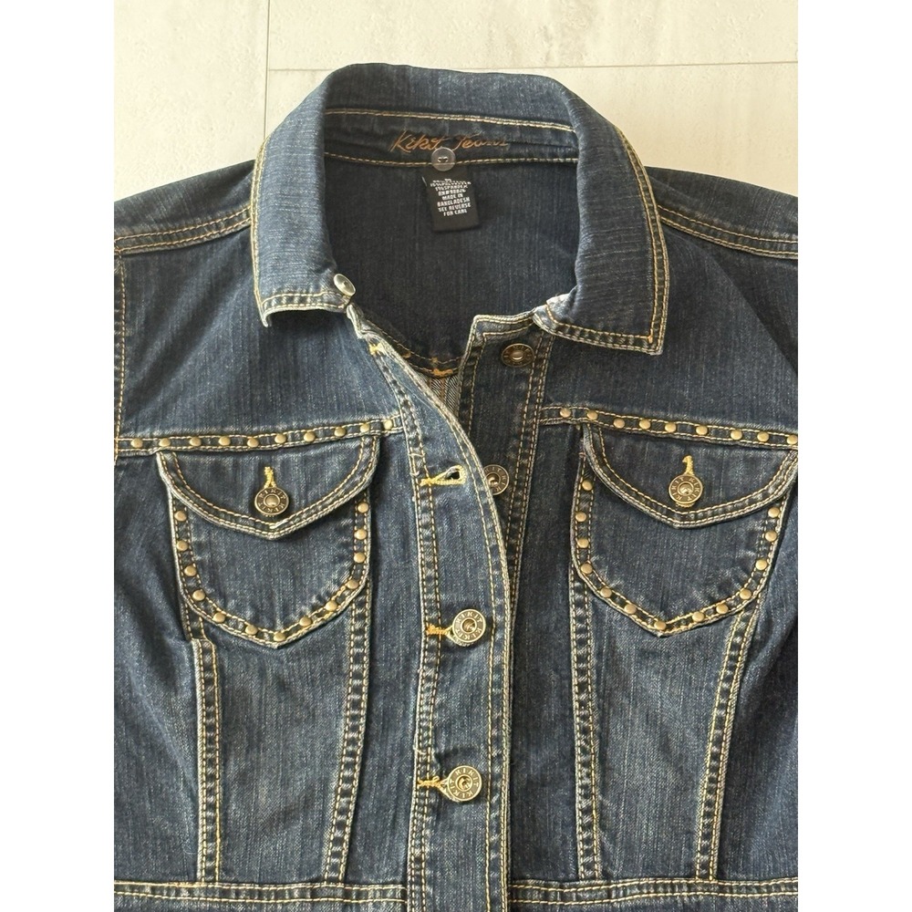 Vtg Kikit Jeans women's M denim jacket removable collar with faux fur NWT - Picture 12 of 16